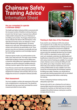 Chainsaw Safety Training Advice Information Sheet